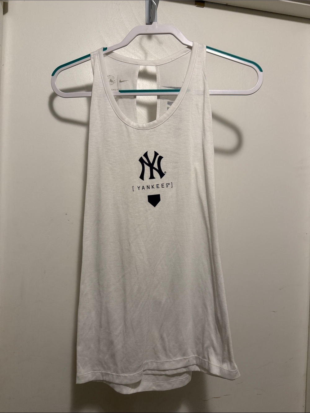 Nike White Tank Top with Navy Yankees Logo